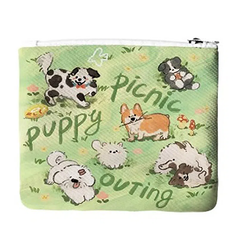 奥松 家用家居可爱学生小巧 绒面科技布 零钱包 男女同款情侣款 汪汪野餐会