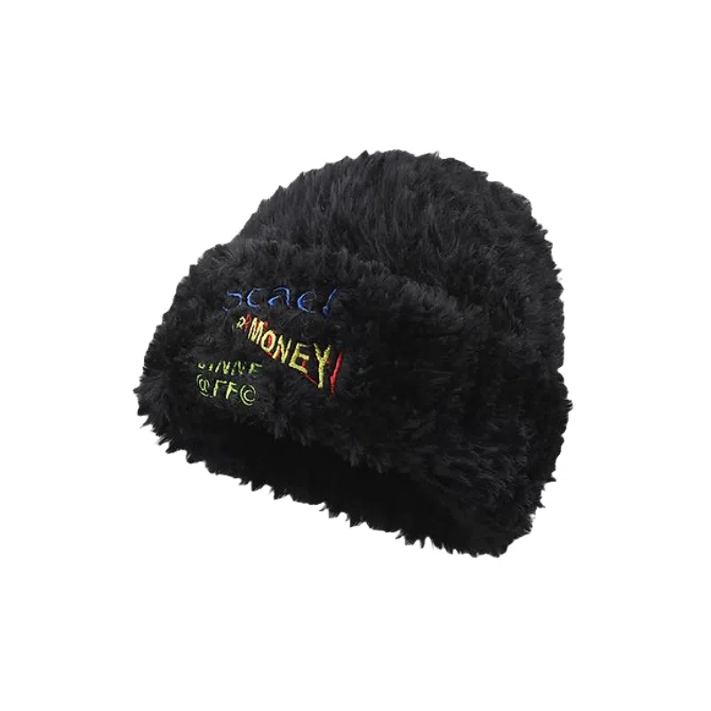 北极绒 毛茸茸针织秋冬季日系大头围加厚保暖韩版显脸小潮 聚酯纤维 绒线帽 男女同款情侣款