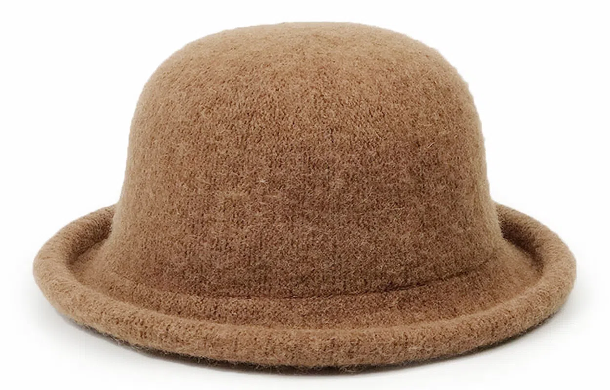 优幽兰 时尚百搭高级感显脸小圆顶休闲简约纯色复古氛围感高颜值小众设计感卷边 聚酯纤维 渔夫帽 女款