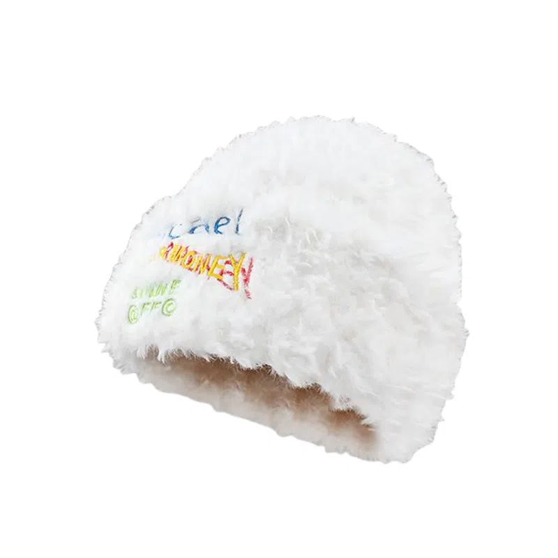 北极绒 毛茸茸针织秋冬季日系大头围加厚保暖韩版显脸小潮 聚酯纤维 绒线帽 男女同款情侣款