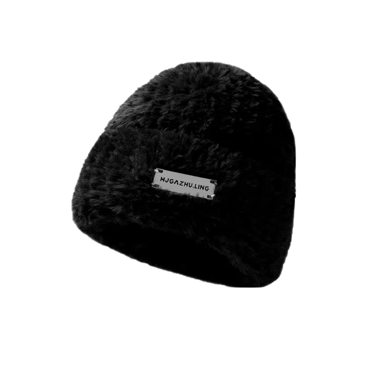 北极绒 秋冬季百搭套头冷帽毛茸茸保暖护耳显脸小 聚酯纤维 绒线帽 男女同款情侣款