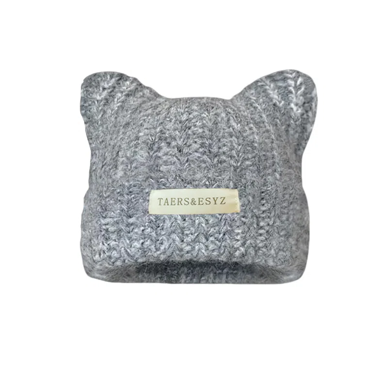 北极绒 猫耳渐变 针织套头秋冬季亚比风可爱保暖护耳显脸小冷帽 聚酯纤维 绒线帽 女款