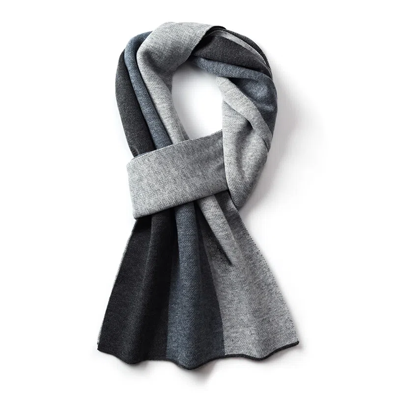 啄木鸟 羊毛球冬季高档格子保暖时尚款礼盒包装大气 绒线围巾 男款