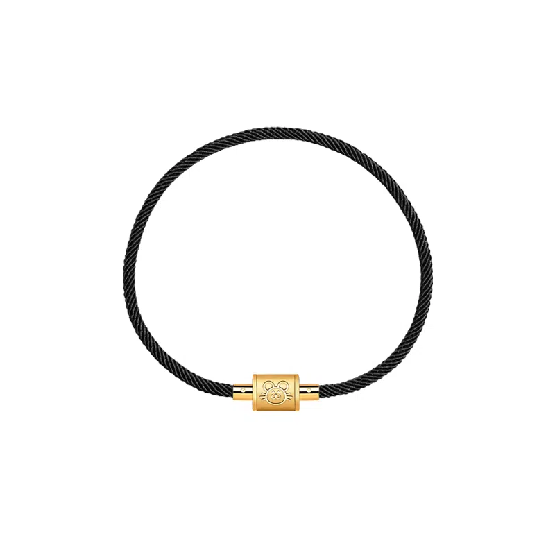 灰鱼 新中式国潮十二生肖原创设计素款小众属蛇年本命年红绳转运珠手工编织简约叠戴九紫离火手绳太岁年好运 合金 手链 男女同款情侣款