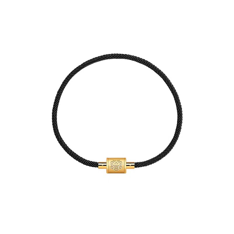 灰鱼 新中式国潮十二生肖原创设计素款小众属蛇年本命年红绳转运珠手工编织简约叠戴九紫离火手绳太岁年好运 合金 手链 男女同款情侣款