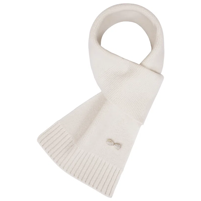 啄木鸟 日韩甜美蝴蝶结纯羊毛小  秋冬季防寒保暖交叉围脖时尚百搭针织脖套精装 绒线围巾 女款