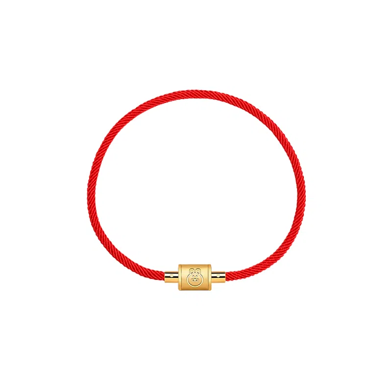 灰鱼 新中式国潮十二生肖原创设计素款小众属蛇年本命年红绳转运珠手工编织简约叠戴九紫离火手绳太岁年好运 合金 手链 男女同款情侣款