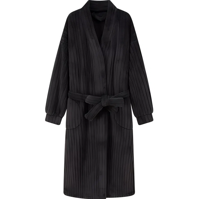 秀黛 纯色保暖透气加厚长款睡袍 男女同款