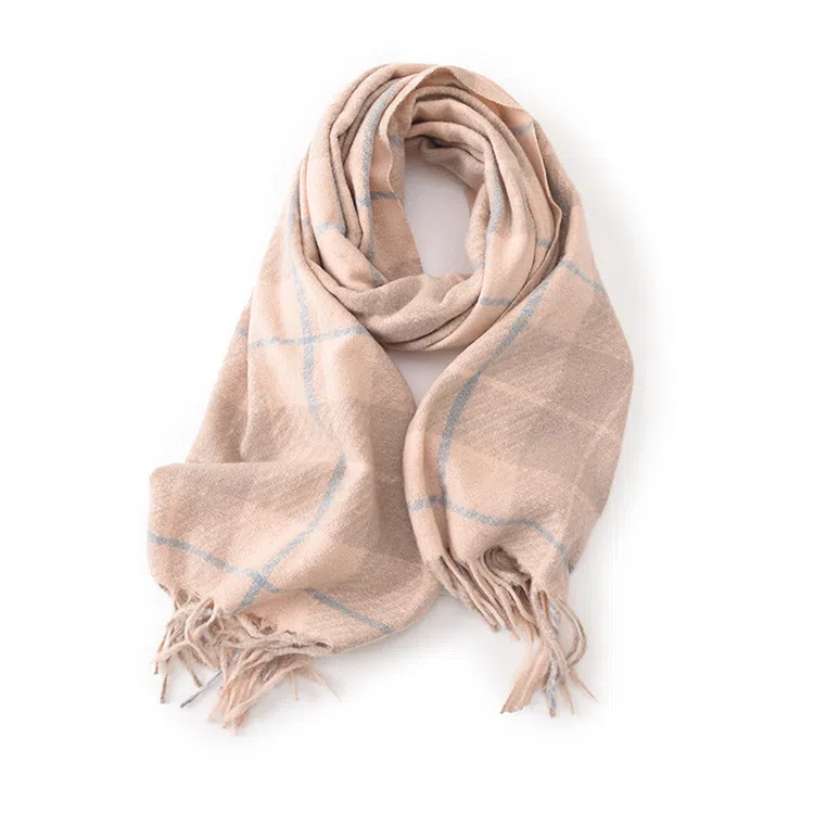 浪莎 软糯格子加厚保暖流苏 礼盒装 绒线围巾 男女同款情侣款