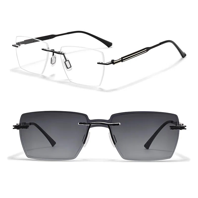 佐川 超轻时尚商务风无框眼镜 可配近视偏光墨镜夹片 开车钓鱼多场景使用 合金 光学镜架 男女同款情侣款