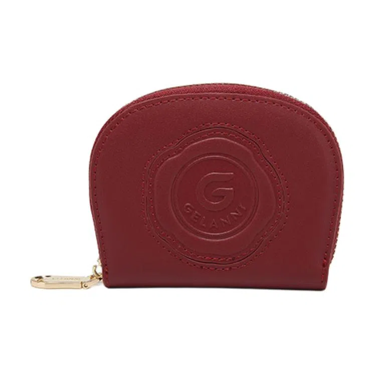 戈蓝尼 真皮圆形压花拉链开合 牛皮 零钱包卡包 男女同款情侣款 多色