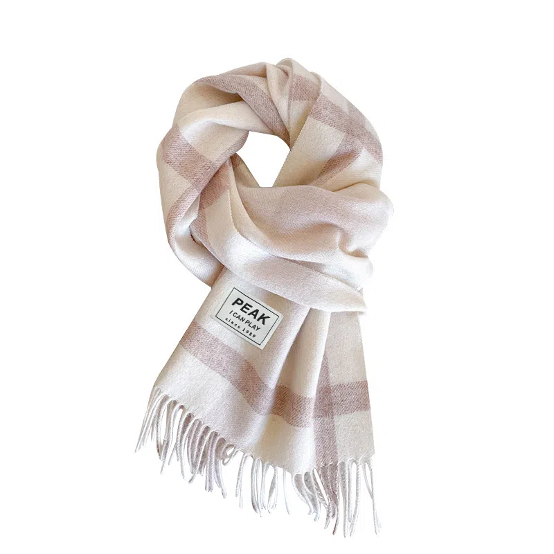 匹克 冬季防寒保暖多巴胺文艺小清新流苏披肩两用 羊仔毛 聚酯纤维 绒线围巾 男女同款情侣款 棕色/蔚蓝/粉色/米白