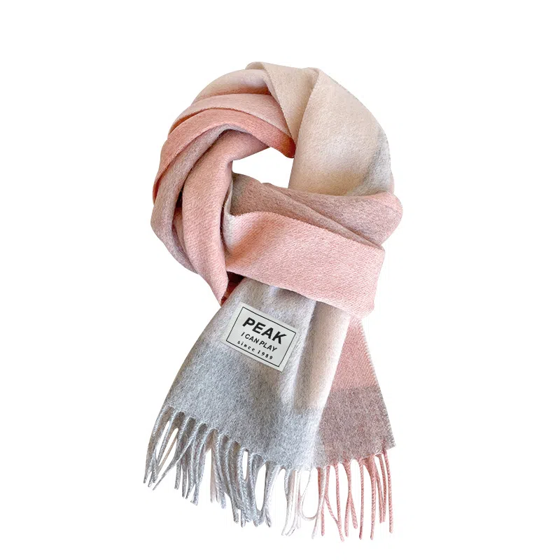 匹克 冬季防寒保暖多巴胺文艺小清新流苏披肩两用 羊仔毛 聚酯纤维 绒线围巾 男女同款情侣款 棕色/蔚蓝/粉色/米白