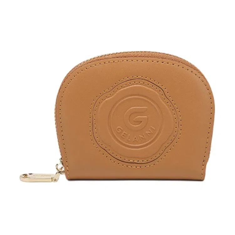 戈蓝尼 真皮圆形压花拉链开合 牛皮 零钱包卡包 男女同款情侣款 多色