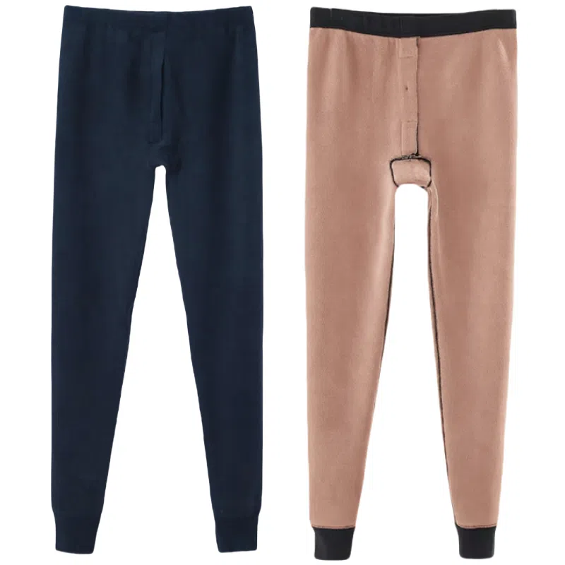 兰缪 加厚高弹不紧绷螺纹收口防风新升级抗寒舒适透气打底保暖裤 男款