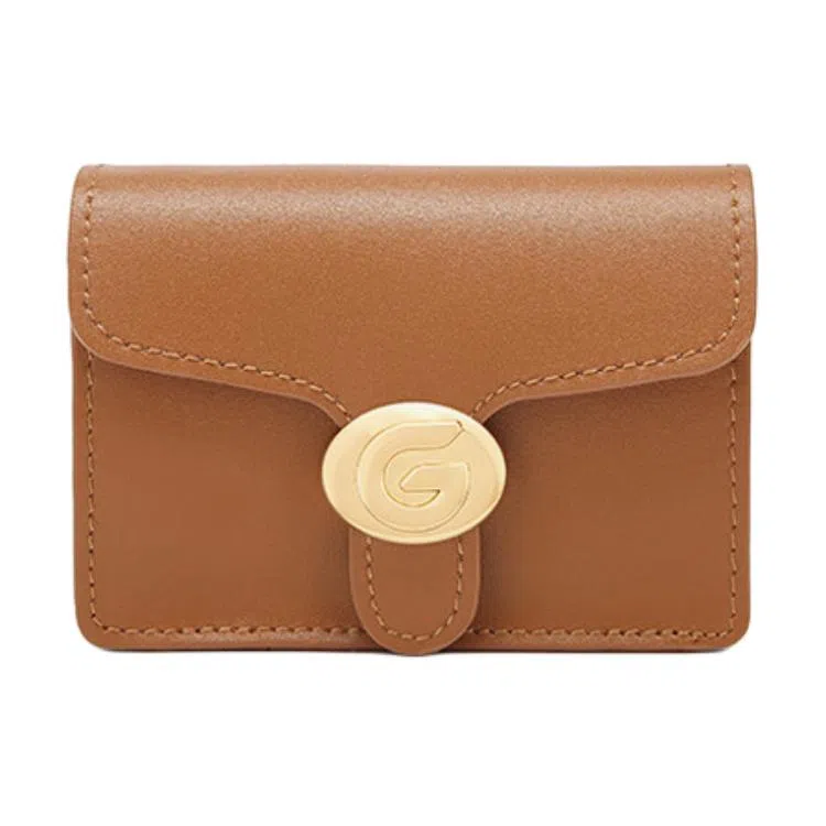 戈蓝尼 方形翻盖式按扣开合 牛皮革 零钱包卡包 常规 男女同款情侣款 黑色/ 杏色/ 白色/ 棕色/ 灰色/ 深棕色/ 深灰