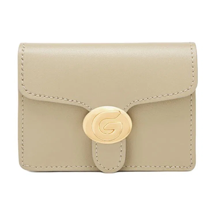 戈蓝尼 方形翻盖式按扣开合 牛皮革 零钱包卡包 常规 男女同款情侣款 黑色/ 杏色/ 白色/ 棕色/ 灰色/ 深棕色/ 深灰