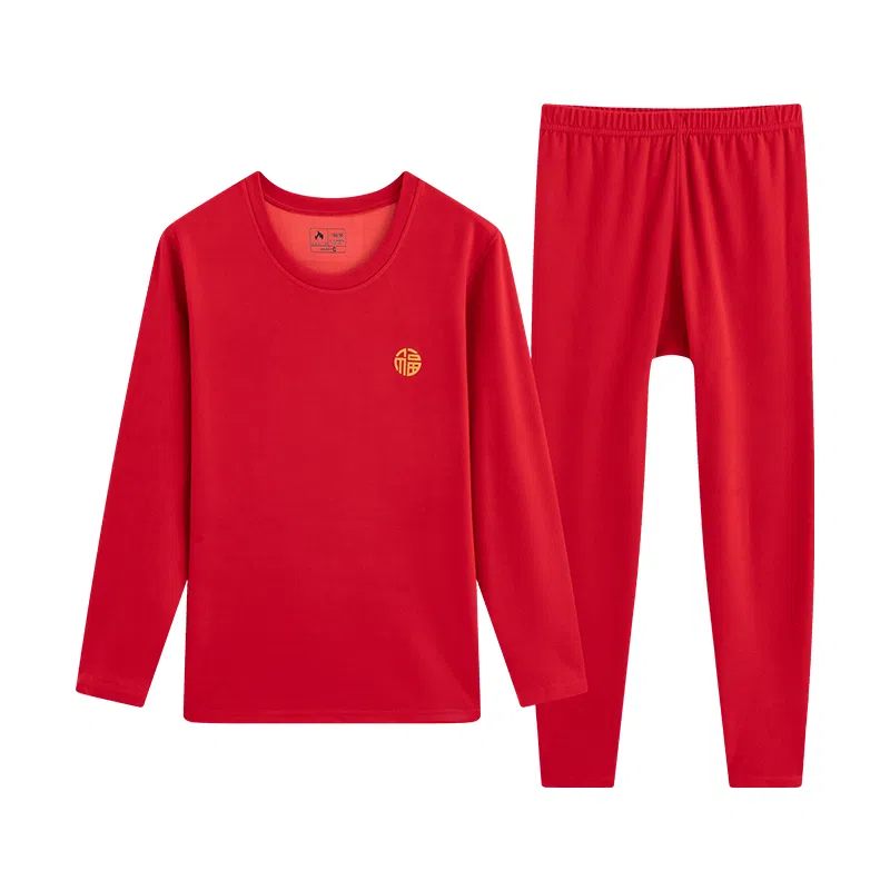 贴身领域 圆领套头磨毛时尚打底保暖套装 女款