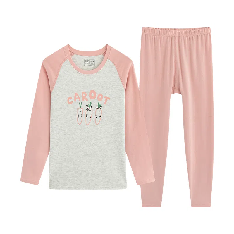 贴身领域 圆领套头松紧腰打底长袖长裤保暖套装 女款