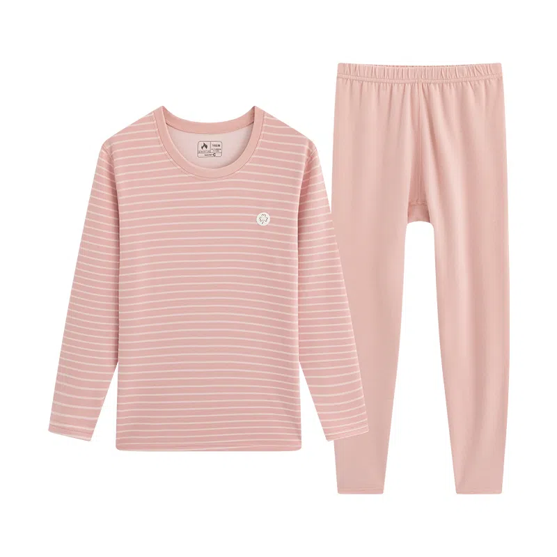 贴身领域 圆领套头磨毛时尚打底保暖套装 女款