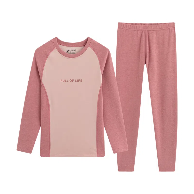 贴身领域 圆领套头磨毛时尚打底保暖套装 女款