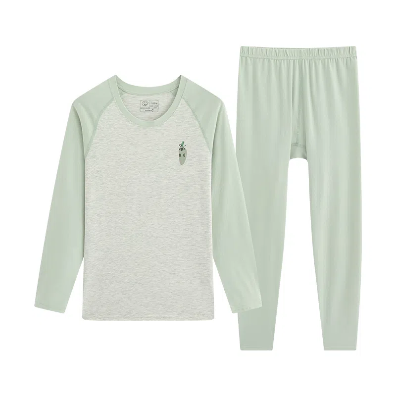 贴身领域 圆领套头松紧腰打底长袖长裤保暖套装 女款