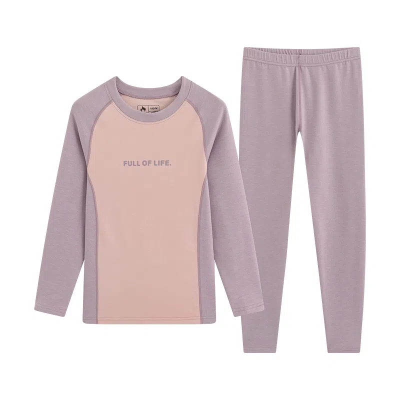 贴身领域 圆领套头磨毛时尚打底保暖套装 女款