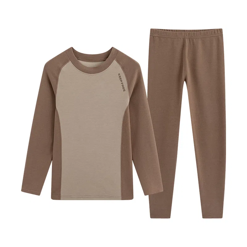 贴身领域 圆领套头磨毛时尚打底保暖套装 女款