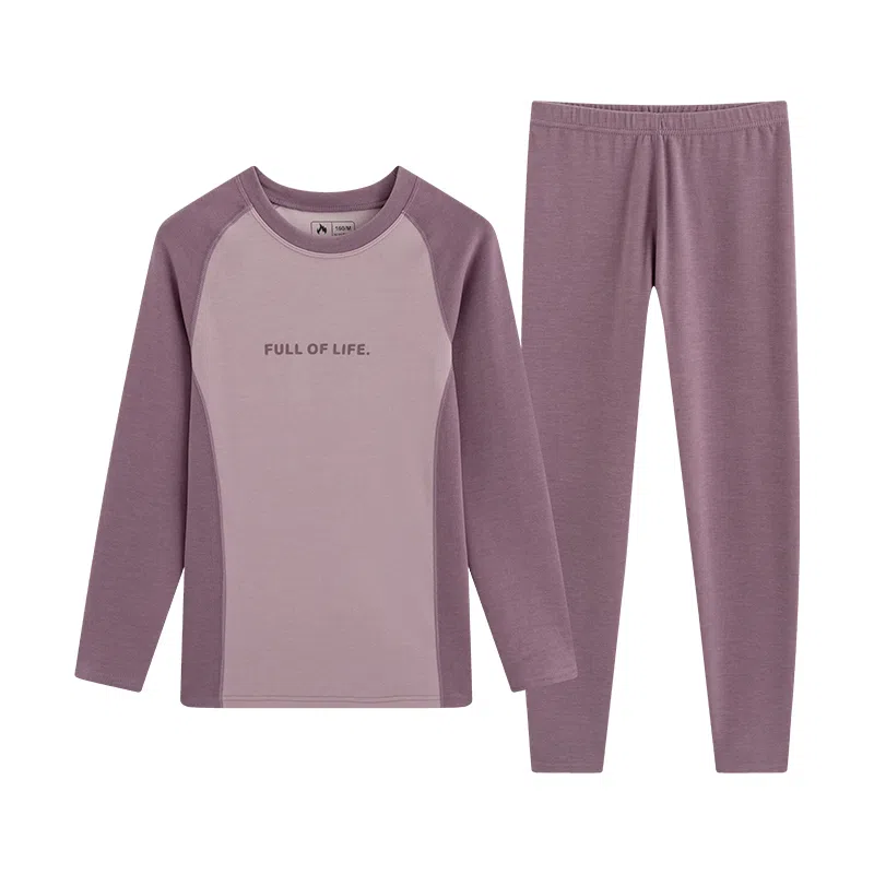 贴身领域 圆领套头磨毛时尚打底保暖套装 女款