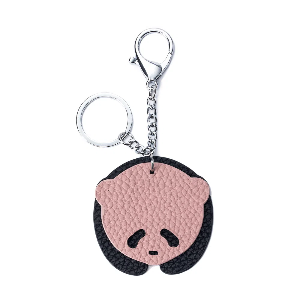 彤彤兔 真皮可爱大熊猫 头层牛皮 钥匙扣 男女同款情侣款