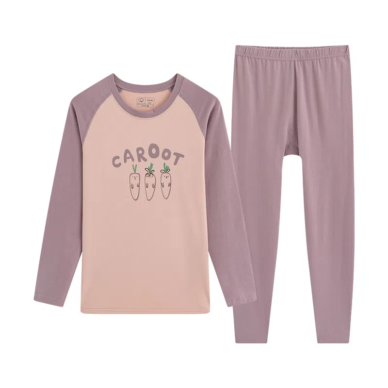 贴身领域 圆领套头松紧腰打底长袖长裤保暖套装 女款