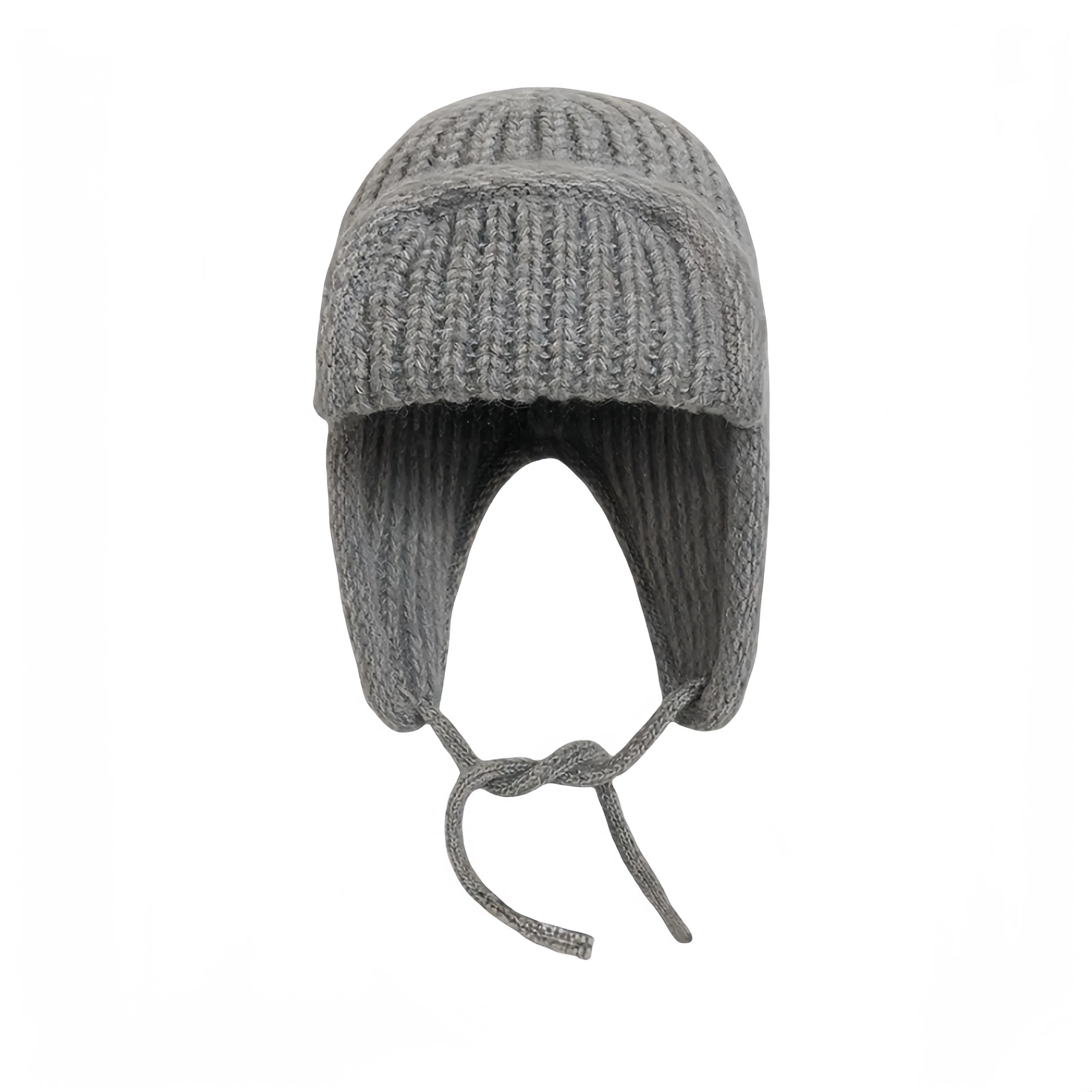 北极绒 日系纯色保暖护耳针织帽秋冬绑带毛线韩版百搭加厚长带子 聚酯纤维 绒线帽 男女同款情侣款