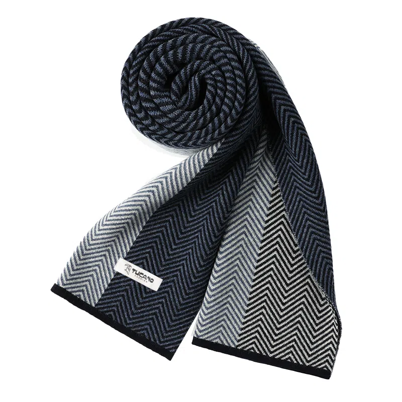 啄木鸟 秋冬季百搭保暖加厚高档小围脖礼盒羊毛 绒线围巾 男款