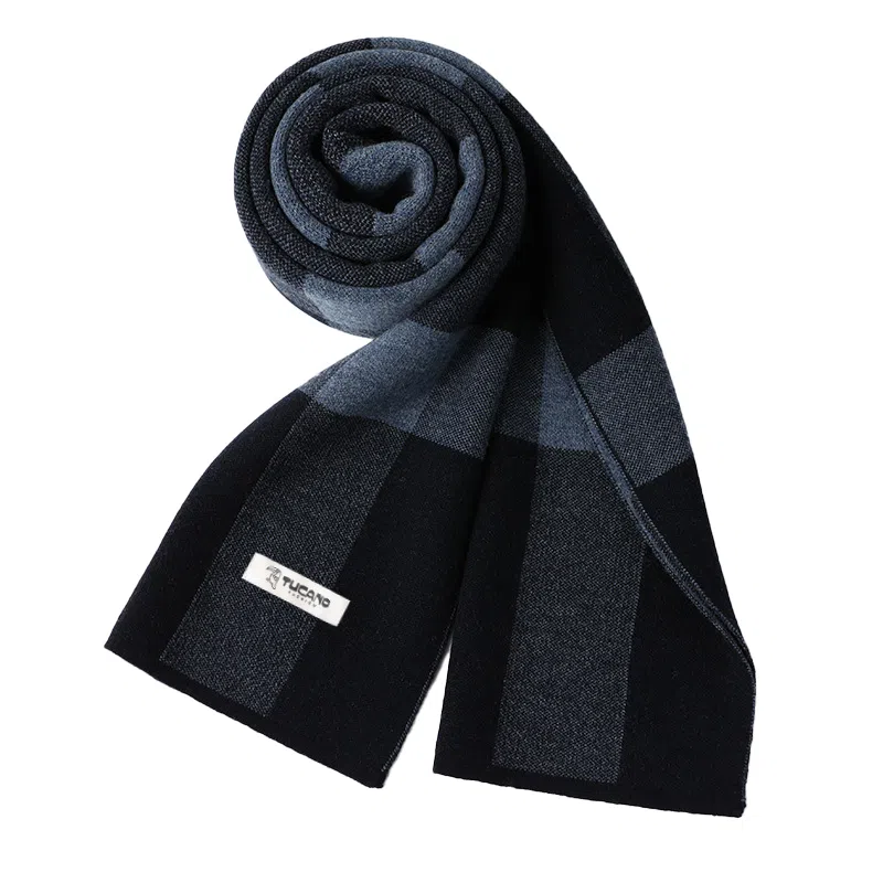 啄木鸟 双面拼色 加厚围脖长辈  羊毛 围巾 男女同款情侣款