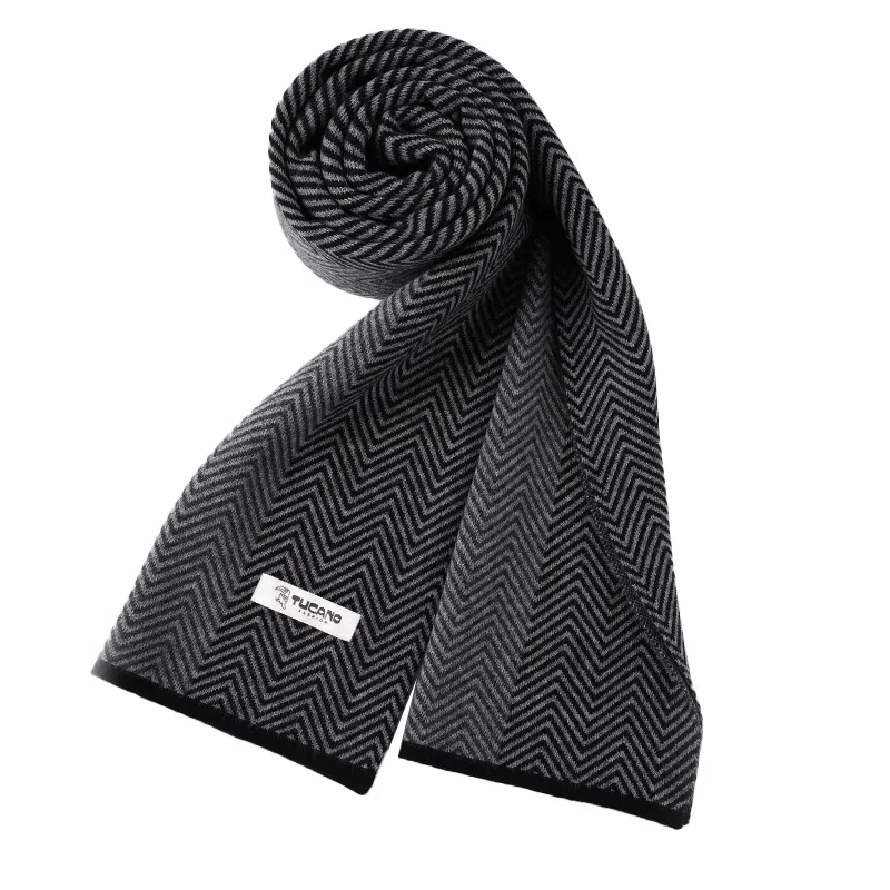 啄木鸟 秋冬季百搭保暖加厚高档小围脖礼盒羊毛 绒线围巾 男款