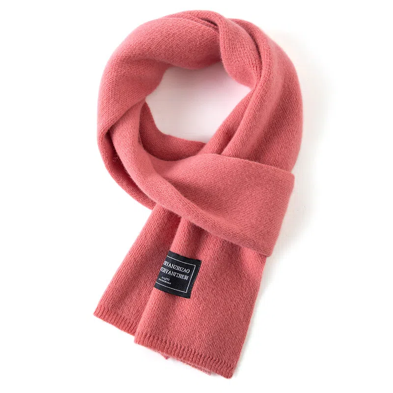 啄木鸟 韩系高级感蓝红色加厚围脖 绒线围巾 女款