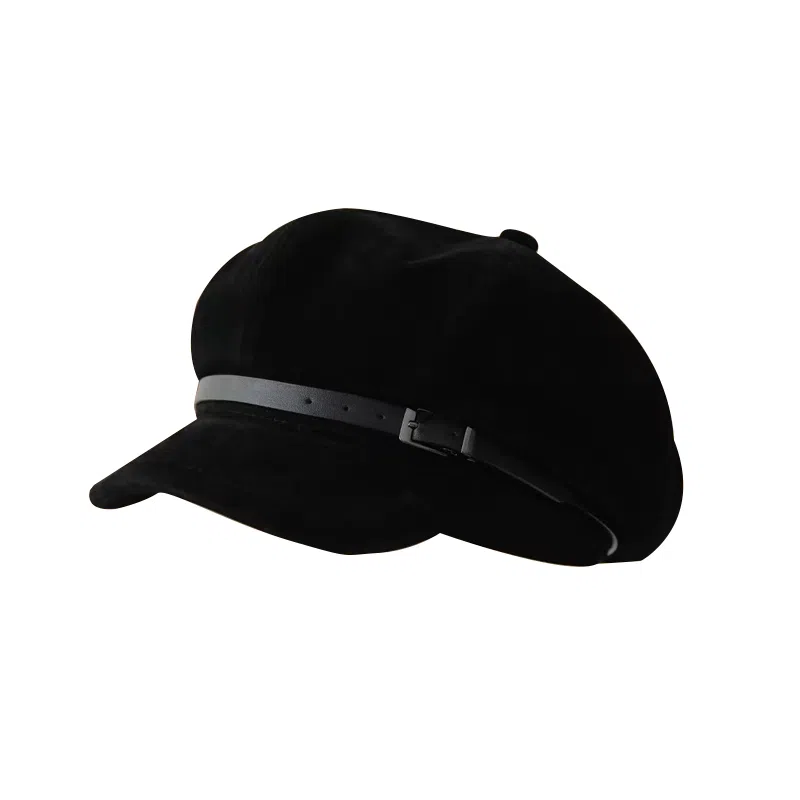 朵澜 气质咖色  秋冬新款复古显脸小八角帽英伦风保暖画家 聚酯纤维 帽子 女款