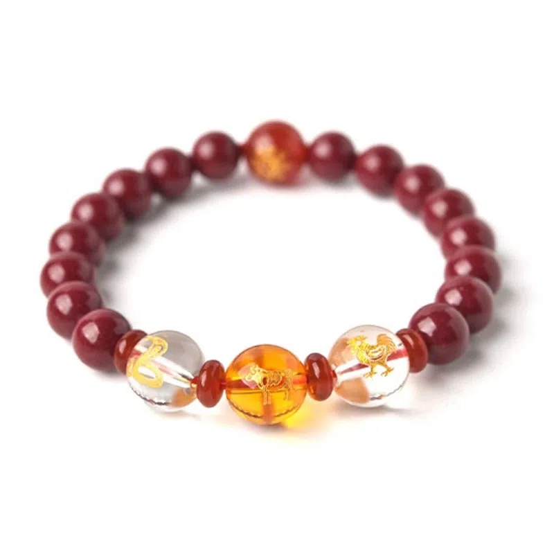 陌阡雪 【已祈运】国潮本命年蛇鸡牛三合生肖属蛇饰品佩戴吉祥物#好运 朱砂 手串 男女同款情侣款