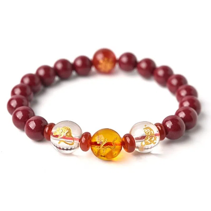 陌阡雪 【已祈运】国潮本命年蛇鸡牛三合生肖属蛇饰品佩戴吉祥物#好运 朱砂 手串 男女同款情侣款