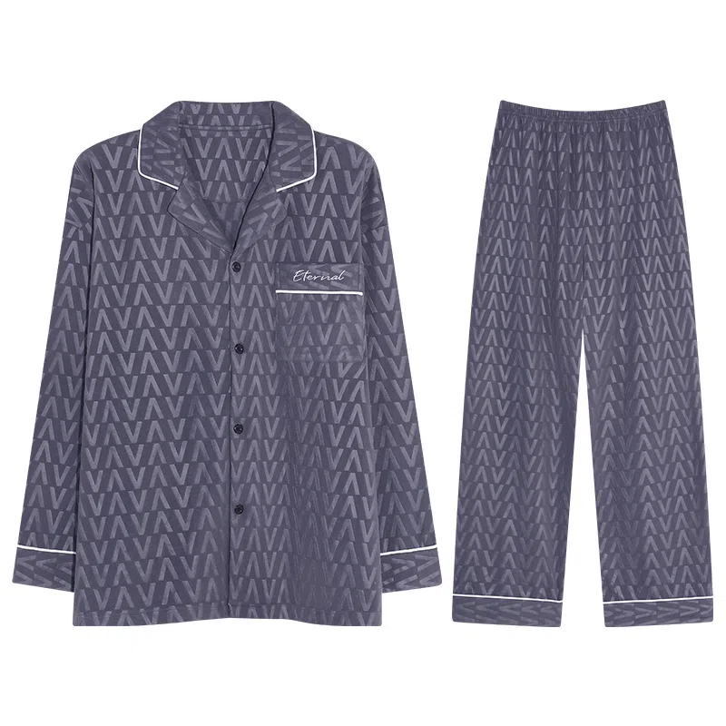 兰缪 德绒加厚发热保暖家居服睡衣套装 男款 图色