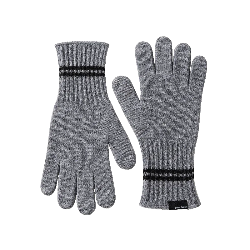 玖慕 冬天户外骑行开车加厚保暖防寒针织送礼 绵羊毛 绒线手套 男款