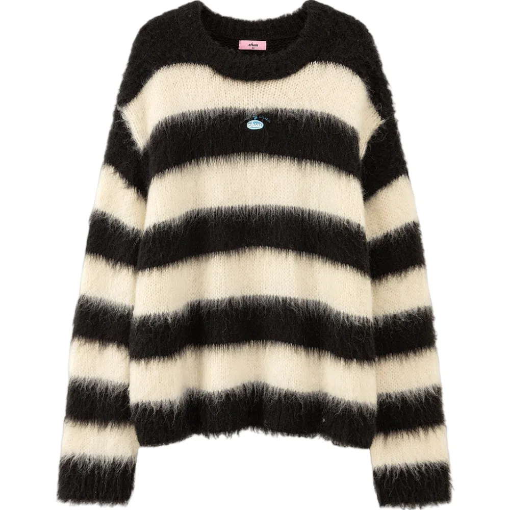 CHUU Sweater Black White Stripes