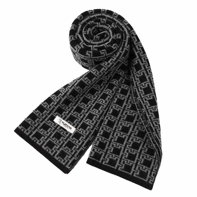 啄木鸟 羊毛冬季百搭加厚保暖羊绒 绒线围巾 男款