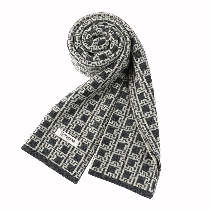 啄木鸟 羊毛冬季百搭加厚保暖羊绒 绒线围巾 男款