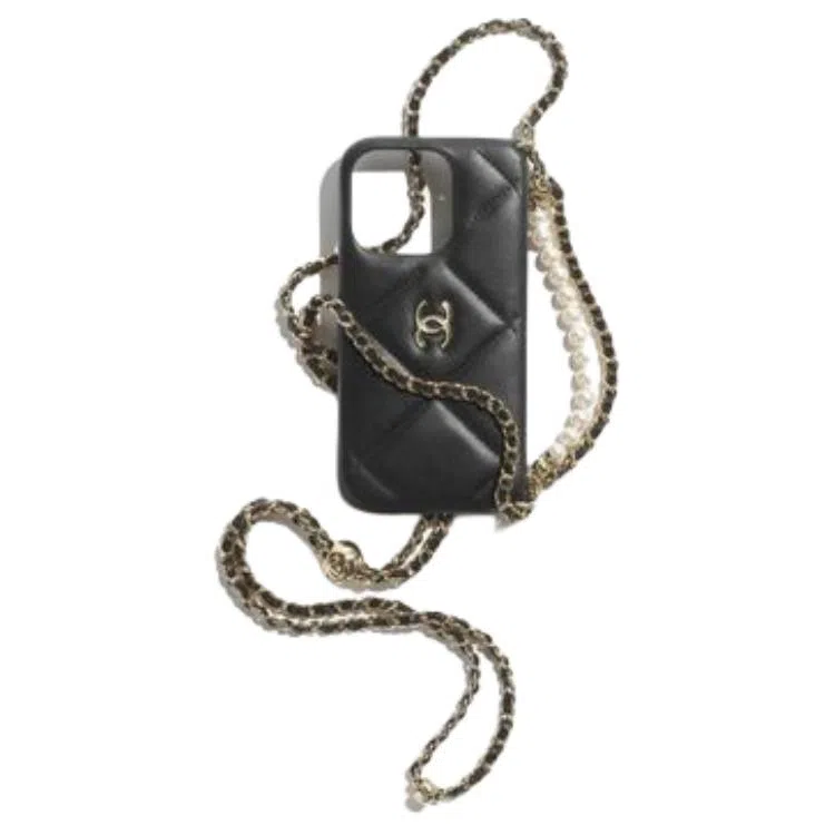 CHANEL 24P Spring Summer Lambskin Chain Bag Black