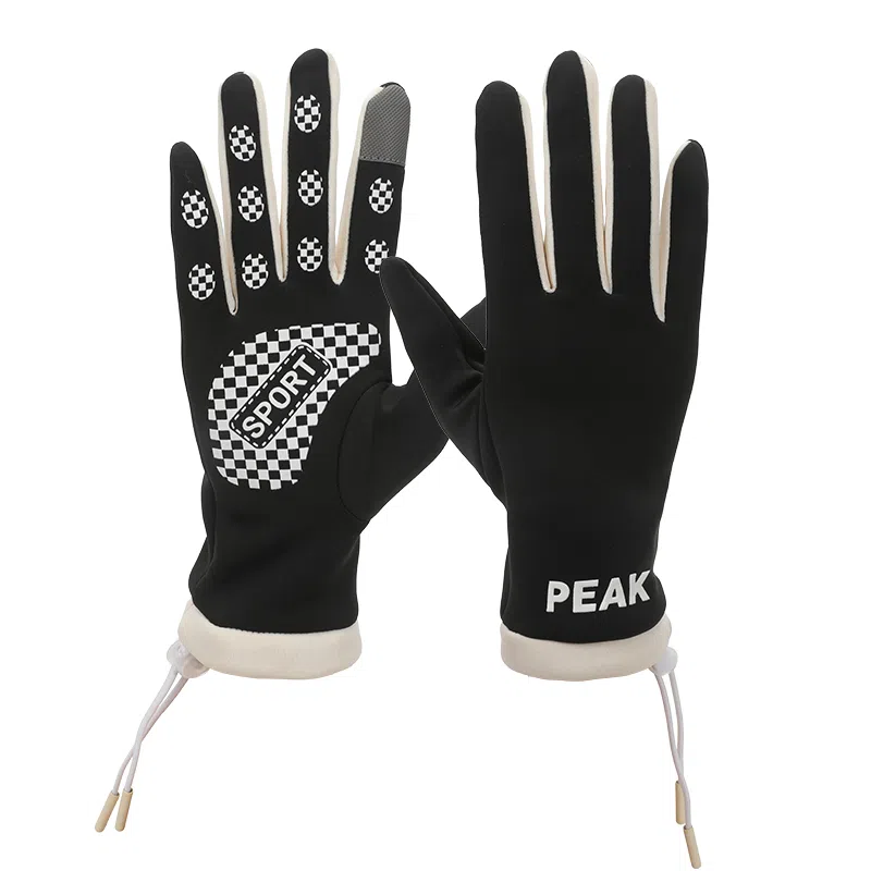 匹克 骑行防风防寒加绒保暖可触屏 聚酯纤维/氨纶 绒线手套 男女同款情侣款