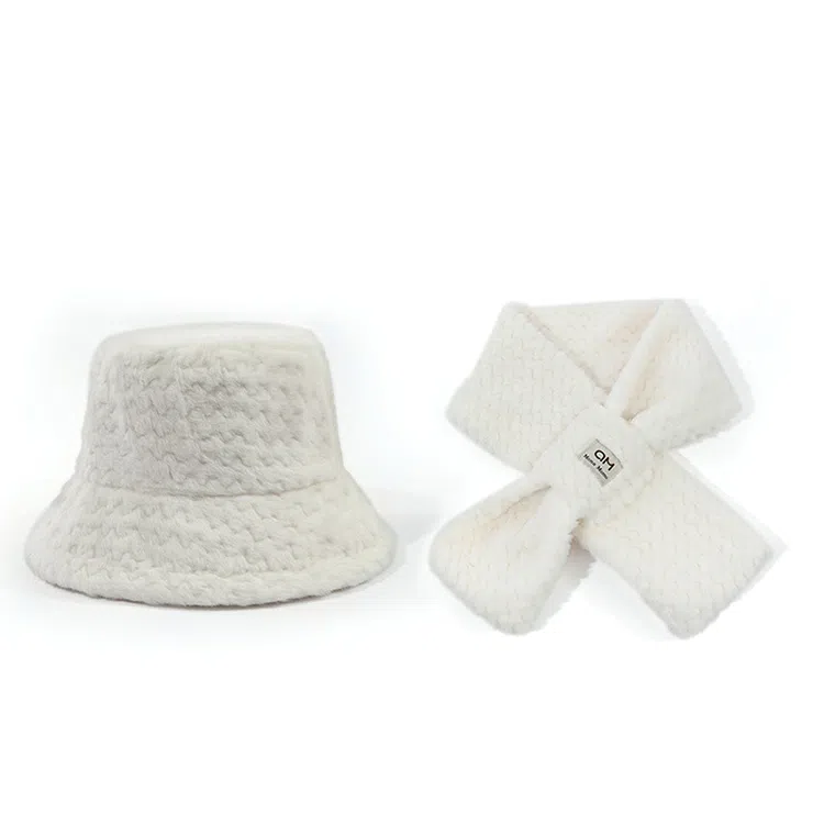 浪莎 秋冬  围脖套装时尚百搭显脸小保暖加厚 围脖两件套 聚酯纤维 渔夫帽 男女同款情侣款