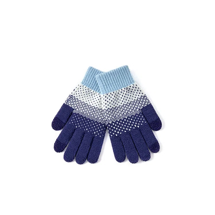 浪莎 触屏手套男女情侣款冬季加绒加厚保暖毛线针织学生五指可爱骑行分指护手套 锦纶 绒线手套 男女同款情侣款