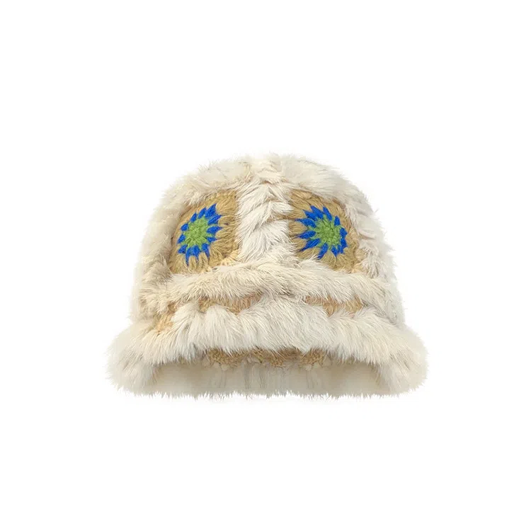 雅鹿优选 兔毛针织渔夫帽女生冬季显脸小秋冬护耳保暖防风毛线帽通勤百搭绒线帽子 兔毛 绒线帽 女款