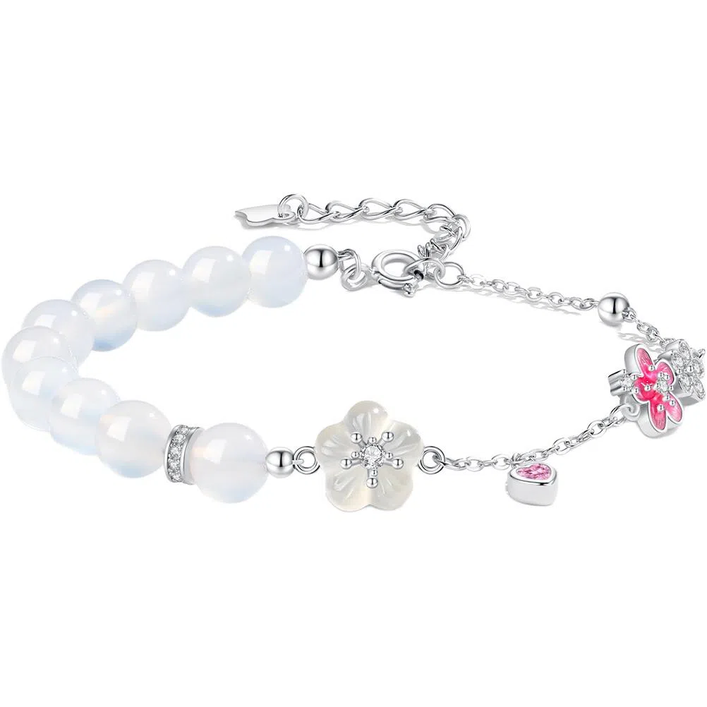 银千惠 岁月逢花 新中式十二花神桃之夭夭国潮转运珠招桃花平安纳福小众不对称百搭可调节首饰 好运 玛瑙 手链 女款